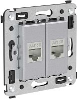 Розетка компьютерная экранированная без рамки DKC Avanti 2-м. RJ45+RJ45 5е закаленная сталь картинка